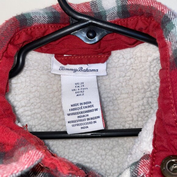 Tommy Bahama Kids Red Plaid Sherpa Lined Jacket 2T Cotton & Polyester - Picture 4 of 8